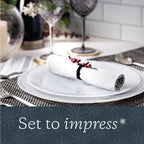 Vikko Dinner Plates, Set of 4 White Alabaster Plates, 11" Plate with Marbelized, Swirl Design, Elegant Glass Plate, Dishwasher Safe