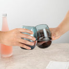 Restaurantware-Vetri 15 Ounce Wine Glasses, 6 Dishwashable Stemless Wine Glasses - No Lead, Durable, Blue Glass Stemware, For Home, Bar, Or Restaurant, Serve Merlot, Chardonnay, Or Bordeaux