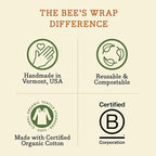 Bee's Wrap Vegan Beeswax Wraps for Food - Vegan Herb Garden 3 Pack (S, M, L) Made in USA Reusable & Organic Food Wraps, Sandwich Wrap & Bowl Covers - Eco Alternative to Aluminum Foil & Plastic Wrap