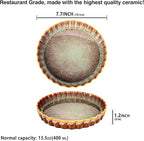 Large Quiche Tart Pans Pan Set of 2, 13.5 oz Ceramic Au gratin pans, Fluted Ruffled Edge for Quiche Baking Dish/Pie Pan, Microwave Freezer Dishwasher Oven safe, Great Gift for Bakers