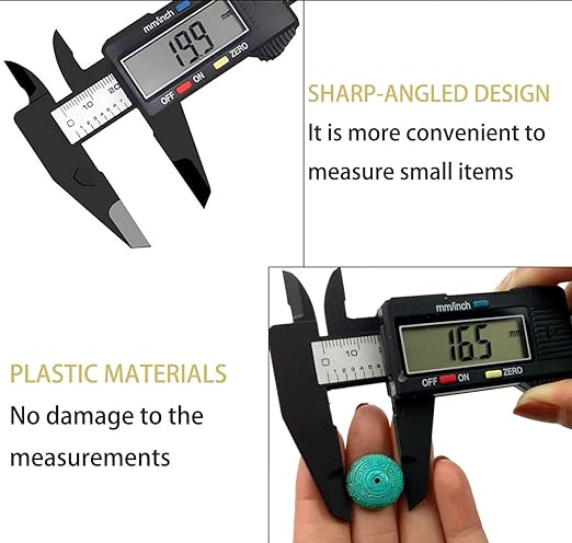 Electronic Digital Calipers, inch and Millimeter Conversion,LCD Screen displays 0-6" Caliper Measuring Tool, Automatic Shutdown, Suitable for DIY/Jewelry Measurement (New150mm Black Plastic)