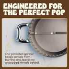 POPSMITH Mint Stovetop Popcorn Machine - 6 Quart, 10 Popcorn Kits (5 Movie Theater, 5 Kettle Corn), Stainless Steel