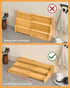Spice Rack Organizer, 3 Tier Expandable Bamboo Spice Rack Organizer, Great for Kitchen Cabinet, Cupboard, Pantry and More-Bamboo(2pack)