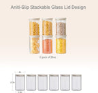 Urban Green Glass Food Storage Jar with Glass Lid, Food Canister Set with Airtight Lids, Pantry Jar for Kitchen Organization. Food Storage Container Set in 6 pack of 26oz