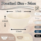 supernal 12PCS Beige Wheat Straw Bowls - Unbreakable Reusable Plastic Bowl,Fridge & Dishwasher Safe Soup Bowl,Lightweight Beige Disposable Bowls for Catering,Weddings,Cereal,Salad,Ramen