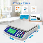 30kg/66lb Commercial Food Scale Large Digital Kitchen Scale for Baking Cooking Bread Meat Weight Price Computing Scale with LCD Display Counting Scales for Coins Adapter Included