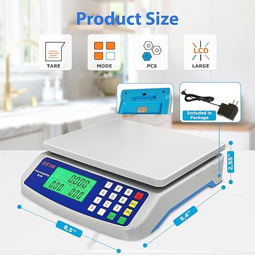 30kg/66lb Commercial Food Scale Large Digital Kitchen Scale for Baking Cooking Bread Meat Weight Price Computing Scale with LCD Display Counting Scales for Coins Adapter Included