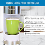 Koolatron Kenmore Single Serve Coffee Maker & Stainless Steel Travel Mug, Capsule/Pod & Ground Coffee Brewing, K Cup Compatible, Hot & Iced Coffee Machine, 6 to 14 Oz Brew Sizes, Auto Shut-Off, White