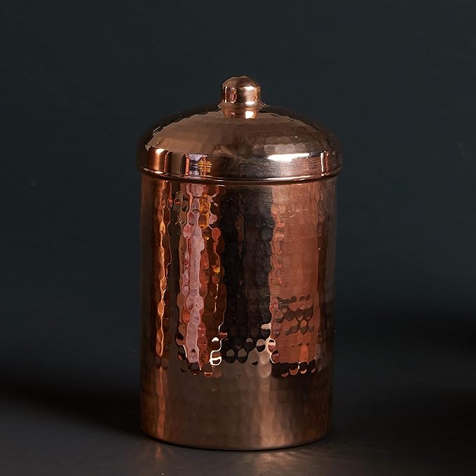 Sertodo Copper Kitchen Canisters | Polished, 1 Quart Capacity | Elegant Functional Storage | Hammer Polished for Shine & Durability | Eco-Friendly Recycled Copper | Timeless Elegance for Your Kitchen