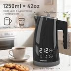 Electric Kettle with 5-Temperature Control,1.25L Cordless,Penguin Shape Design,1200W with Keep Warm and Auto Shut-Off,Perfect for Tea,Coffee & Kitchen(Dark Gray)