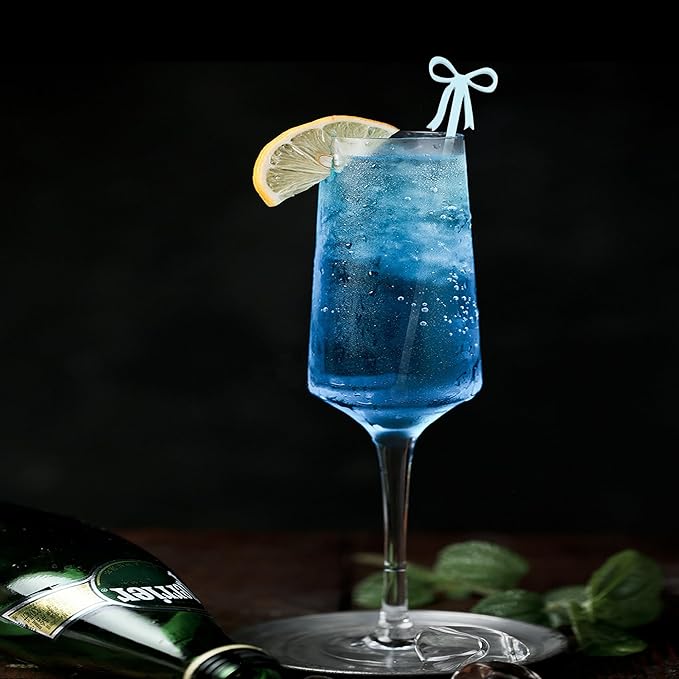 20 pcs Bow Drink Stirrers, Acrylic Drink Stirs for Blue Wedding Shower Decor, Coquette Birthday Cocktail Wedding Decorations Party Favors (Blue)