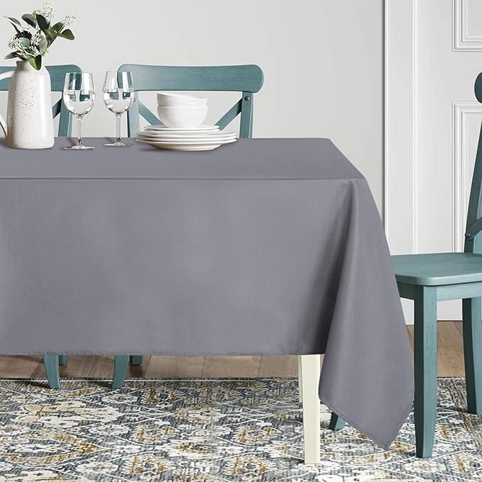 sancua Square Tablecloth - 70 x 70 Inch - Water Resistant Spill Proof Washable Polyester Table Cloth, Decorative Fabric Table Cover for Dining Tables, Buffet Parties and Camping, Light Grey