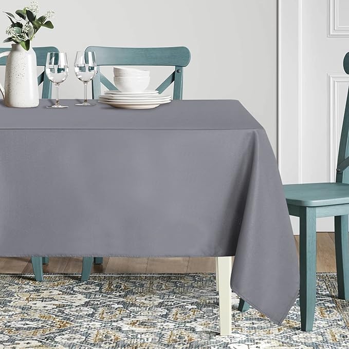 sancua Rectangle Tablecloth - 54 x 120 Inch - Water Resistant Spill Proof Washable Polyester Table Cloth, Decorative Fabric Table Cover for Dining Tables, Buffet Parties and Camping, Light Grey