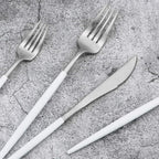 Gugrida 5-Piece Matte Silver Stainless Steel Satin Finish Flatware Set - Dishwasher Safe, Perfect for Camping, Office Lunch or Home Use