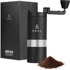 VSSL Java G45 Manual Coffee Grinder | Coffee for Camping | Bean Grinder | Travel Pour Over | Stainless Steel Conical Burr | ~ 45 Gram Capacity | Extendable Grind Handle | 50 Grind Settings | Black