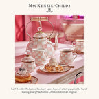 MACKENZIE-CHILDS Enamel Breakfast Bowl, Unique Soup Bowl or Cereal Bowl, Dinnerware, Pink-and-White Rosy Check, Set of 1