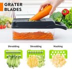 Vegetable Chopper, Pro Onion Chopper, 14 in 1Multifunctional Food Chopper, Kitchen Vegetable Slicer Dicer Cutter,Veggie Chopper With 8 Blades,Carrot and Garlic With Container (Gray) (Gray)