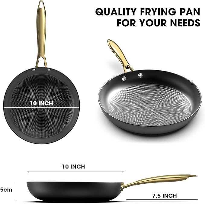 imarku Non stick Frying Pans, Long Lasting 10 Inch Frying Pan, Professional Nonstick Frying Pan Cast Iron Skillet, Stay Cool Handle, Easy Clean Oven Safe Pans, Christmas Gifts for Women/Men