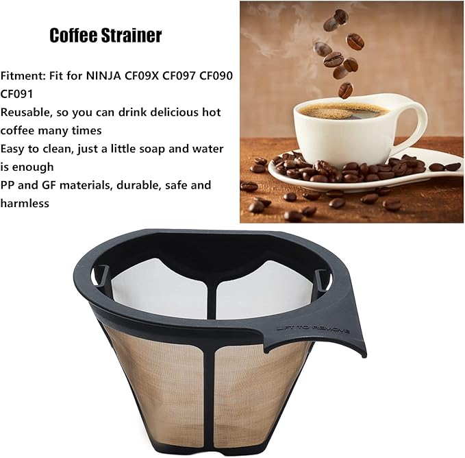 Coffee Filter Screen, Washable Reusable Coffee Maker Filters Coffee Strainer Replacement for CF097 CF090 CF091
