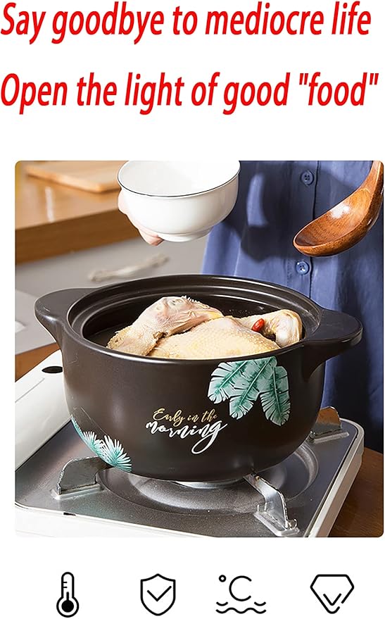 Ceramic Pot Clay Pot For Cooking Casserole Dish, Ceramic Casserole Dish with Lid Clay Pot Round Ceramic Cookware,Ceramic Casserole Dish Japanese Clay Pot Casserole Cooking Clay Pot for Home Res