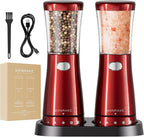 Electric Salt and Pepper Grinder Set Rechargeable, Electric Pepper Grinder with Adjustable Coarseness, 4.5oz Large Capacity, 1.8" Wide-Mouth & Storage Base, One-Hand Operation Kitchen Gadgets