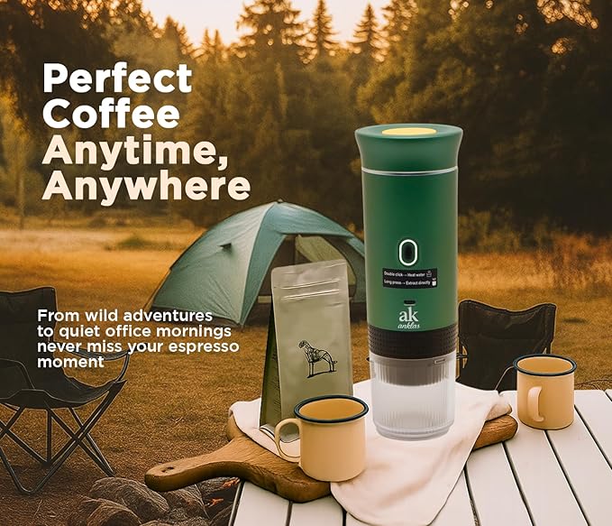 3-in-1 Portable Coffee Maker – Electric Espresso Machine for Travel – Compatible with Ground Coffee, NS & DG Capsules – USB-C Rechargeable Portable Espresso Maker (Green)