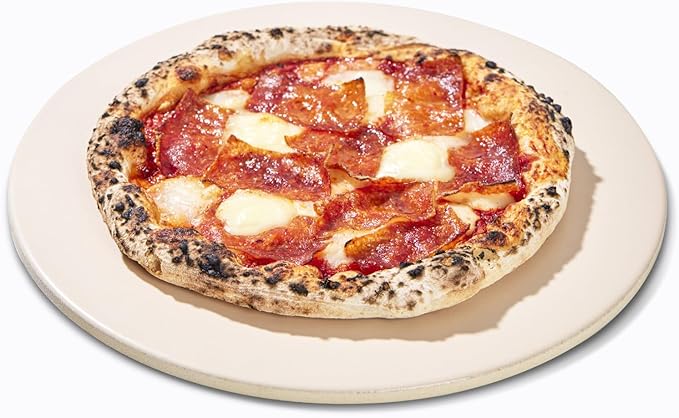 12.6" x 0.4" Coating Pizza Stone, Cordierite & Ceramic Round Pizza Stones for Oven Grill BBQ, Food Grade Baking Stone for Pizza and Bread, Outdoor Pizza Accessories for Grilling