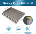 Utheer Cast Iron Griddle for Gas Grill, 25" x16" Flat Top for Outdoor Grill Rectangular Plate with Removable Handles for Charcoal Camping, Tailgating, and Parties