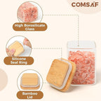 ComSaf 6Pcs 6 oz Spice Jars with Label Trial Set, Glass Spice Jars with Bamboo Lids Supplementary Set, Seasoning Container Trial Pack, Perfect for Ktichen Starter