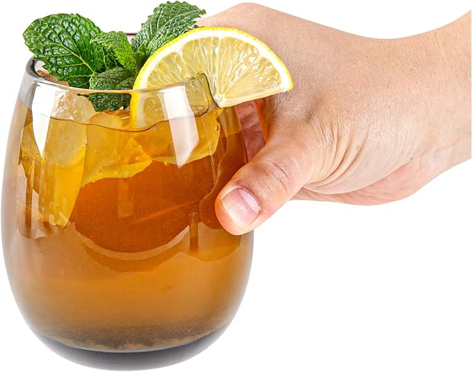 Restaurantware-Vetri 15 Ounce Wine Glasses, 6 Dishwashable Stemless Wine Glasses - No Lead, Durable, Gray Glass Stemware, For Home, Bar, Or Restaurant, Serve Merlot, Chardonnay, Or Bordeaux