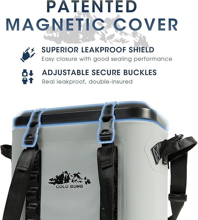 Magnetic Backpack Cooler Bag, Cold Retention Soft Coolers 30 Can Insulated Soft Sided Cooler with Waterproof Bag