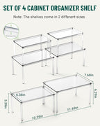 Acrylic Cabinet Organizer, Set of 4 Spice Rack Organizer for Cabinet, Desk Countertop Shelf Organizer, Pantry Kitchen Storage and Organization, Stackable Shelves House Essentials for Gift