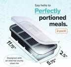 Souper Cubes 1 Cup Silicone Freezer Tray with Lids, Perfect for Storing Broth, Leftovers, Rice, Sauce and More, Silicone Soup Freezer Molds for Meal Prepping - Charcoal - 2-Pack