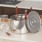 Pasta Pot With Strainer Basket,Large 4 Holes Pasta Pot with Insert for Cooking, Pot With Strainer Lid Stainless Steel for Home Kitchen