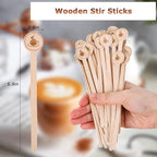 HANSGO 100PCS Coffee Stirrers, 5.9 Inch Coffee Stir Sticks with Round Ends, Cafe Grade Natural Wooden Stir Sticks, Wooden Beverage Mixer for Cocktails Milk Tea