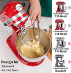 Food-Grade Stainless Steel Dough Hook for Kitchenaid Stand Mixer, Fits 4.5-5Qt Tilt-Head Stand Mixer attachments for kitchenaid mixer, Dough Hook for Kitchenaid Mixer Attachments, Dishwasher Safe