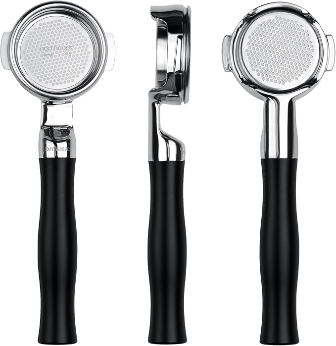 Normcore 58 mm Silm Bottomless Portafilter, Naked Portafilter with Black Anodized Aluminum Fits La Marzocco, 18 g Precision Double shot Basket Included