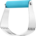 Spring Chef Large Dough Blender for Baking, Heavy Duty Dough Cutter Tool, Stainless Steel Puff Pastry Cutter Tool with Sharp Blades, Dishwasher Safe Manual Pastry Blender for Easy Mixing - Teal