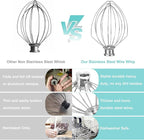 Wire Whip for KitchenAid Stand Mixer, airkitrep K5AWW Whisk Replacement, Stainless Steel 6 Wire Whip Attachment, Balloon Whisk Fit for Kitchen Aid 5 Quart Bowl-Lift, Ideal for Beating Eggs, Cream