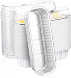 EUSOAR Disposable Ramekins, 50pcs 6.8oz White Mini Cake Loaf Pans with Lids, Aluminum Foil Ramekins Muffin Liners Baking Cups Containers Holders Creme Brulee Tins for Birthday Wedding Party