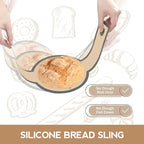 Silicone Bread Sling for Dutch Oven, Non-Stick & Easy to Clean Bread Baking Mat Set, 2 Pcs Reusable Bread Sling with Long Handle to Transfer Sourdough (Gray, 2PCS Round)