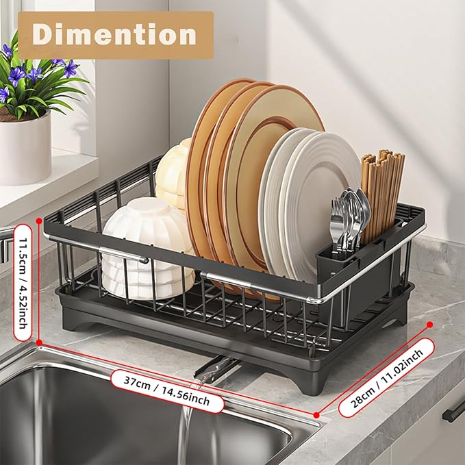 Dish Drying Rack with Detachable Drainboard – Expandable Over Sink Dish Rack, Dish Dryer Rack for Inside Sink,Countertop Dish Drainer with Utensil Holder