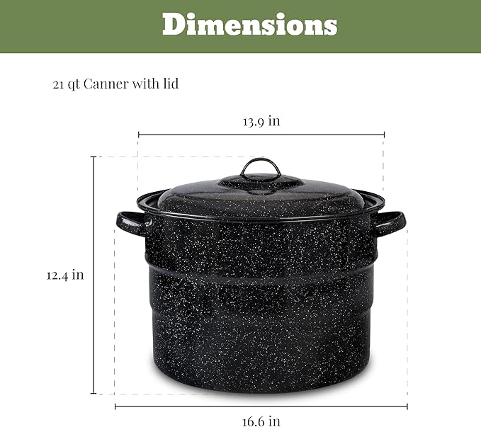 Granite Ware Enamel-on-steel 12-Piece Canner Kit, Includes 21.5 qt. Water Bath Canner with lid, Jar Rack, Blancher, Colander & 5 pc. Canning Tool Set