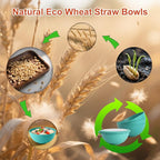 wheat straw bowls set of 4,40oz unbreakable salad bowl set with cover,alternative plastic bowls with cover for kitchen,party,camping and picnic. Green