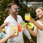 LUNA & MANTHA Ribbed Glasses Drinking Set of 8-17oz Large Capacity Highball Glasses, 12oz Rocks Glass Cups, Vintage Cocktail Glasses, Ideal for, Water, Ice Coffee Cup, Whiskey, Mixed Drinkware