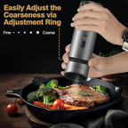 SIMPLETASTE Gravity Electric Pepper Mill and Salt Grinder Set Rechargeable with LED Light, Stainless Steel Body, Adjustable Coarseness for Pepper and Salt, gift to Men/Women