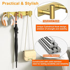 Wall Mounted Coat Rack-3 Hooks, Heavy Duty Stainless Steel Hook Rail for Towel Coat Hat Purse Bag Jacket, Towel Hooks for Entryway Bathroom Kitchen (Gold 3 Hooks - 1 Pack)