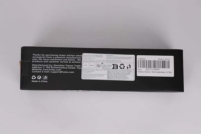 HOTEC 4 Pieces Silicone Whisks Set, Wire Balloon Whisks Egg Beater, Non-slip Handle Whisk for Non-stick Cookware Perfect for Cooking, Stirring, Beating and Blending (Black)