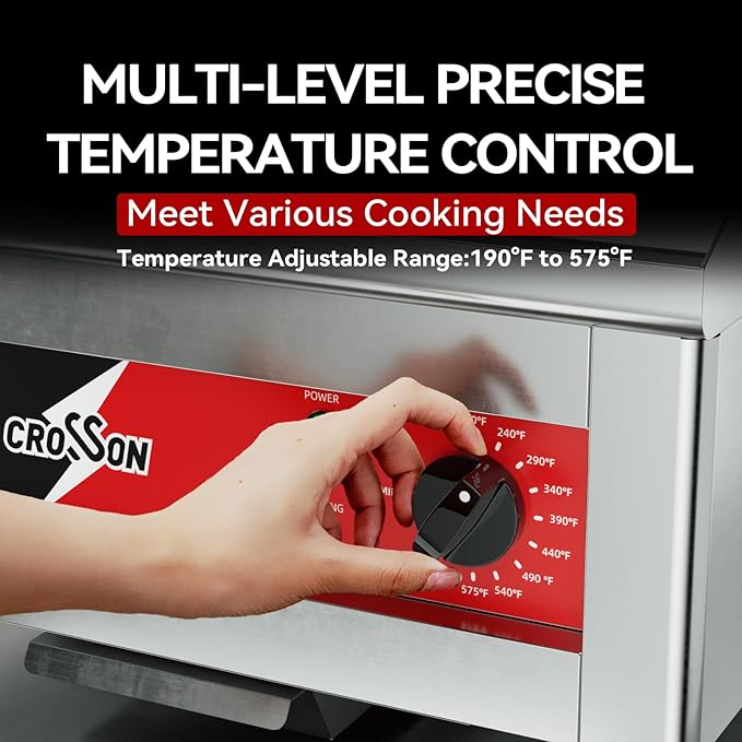 CROSSON 16"*16" Electric Chrome Plated Griddle,Commercial Countertop Flat Top Griddles with Non-Stick 2/5" Thick Iron Cooking Plate for Restaurant and home use-120V/1750W,Spatula Included