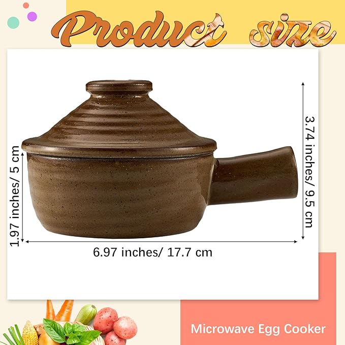 Maxdot 2 Set Egg Cooker Egg Microwave Cooker with Lid and Hollow Hand Ceramic Microwave Egg Poacher Cooker for Household Use and Food Preparation